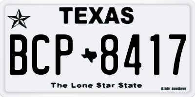 TX license plate BCP8417