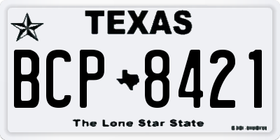 TX license plate BCP8421