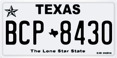 TX license plate BCP8430