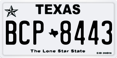 TX license plate BCP8443