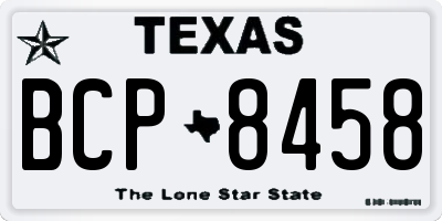 TX license plate BCP8458