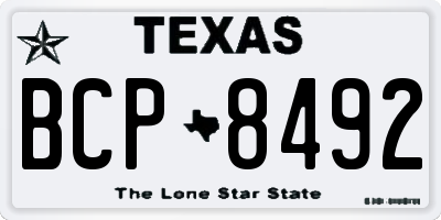 TX license plate BCP8492