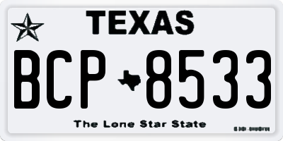 TX license plate BCP8533