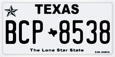 TX license plate BCP8538