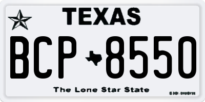 TX license plate BCP8550
