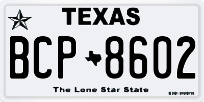 TX license plate BCP8602