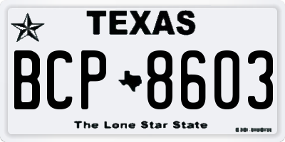 TX license plate BCP8603