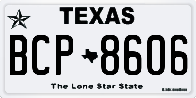 TX license plate BCP8606