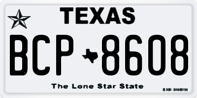 TX license plate BCP8608