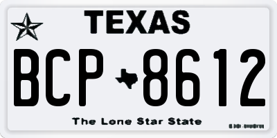 TX license plate BCP8612