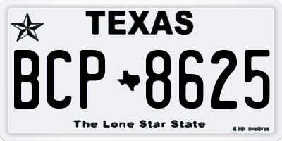 TX license plate BCP8625