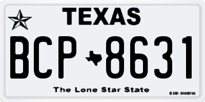 TX license plate BCP8631