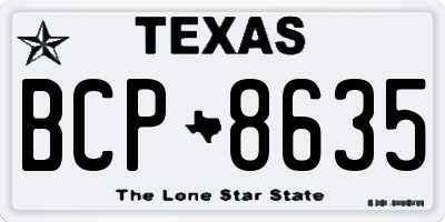 TX license plate BCP8635