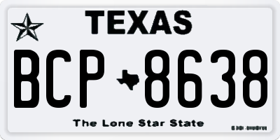 TX license plate BCP8638