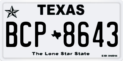 TX license plate BCP8643