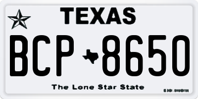 TX license plate BCP8650
