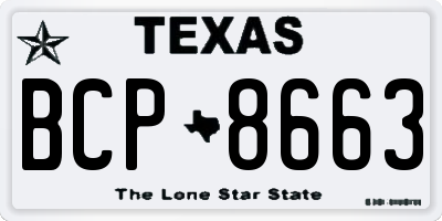 TX license plate BCP8663