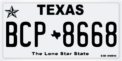TX license plate BCP8668