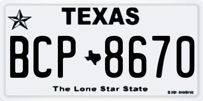 TX license plate BCP8670