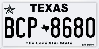 TX license plate BCP8680
