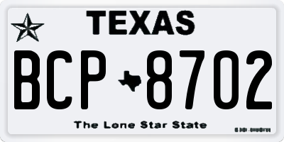 TX license plate BCP8702