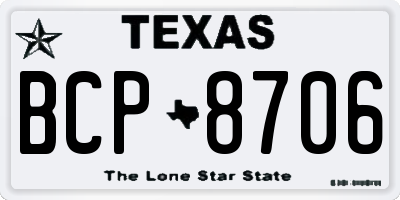 TX license plate BCP8706