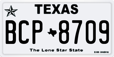 TX license plate BCP8709