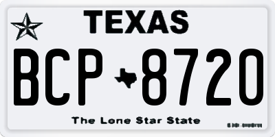 TX license plate BCP8720