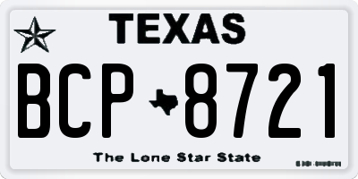 TX license plate BCP8721