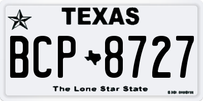 TX license plate BCP8727