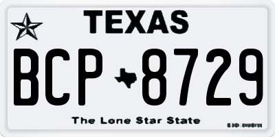 TX license plate BCP8729