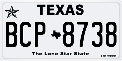 TX license plate BCP8738