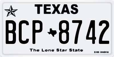 TX license plate BCP8742