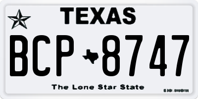 TX license plate BCP8747
