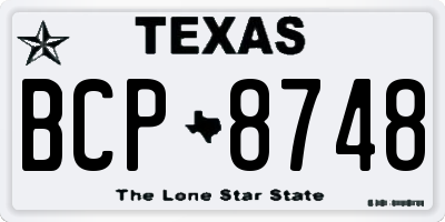 TX license plate BCP8748