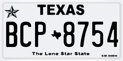 TX license plate BCP8754