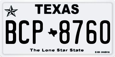 TX license plate BCP8760