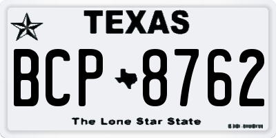 TX license plate BCP8762
