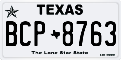 TX license plate BCP8763