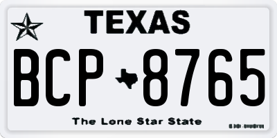 TX license plate BCP8765