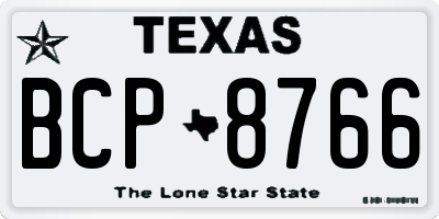 TX license plate BCP8766
