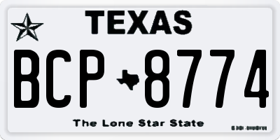 TX license plate BCP8774