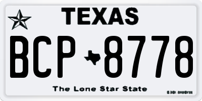 TX license plate BCP8778