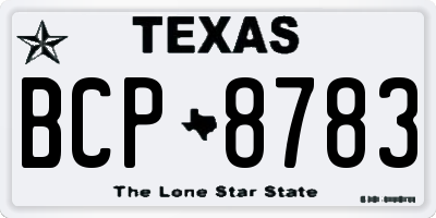 TX license plate BCP8783
