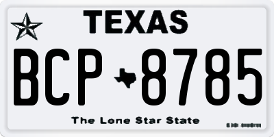 TX license plate BCP8785