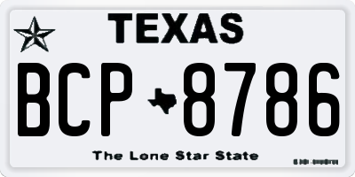 TX license plate BCP8786