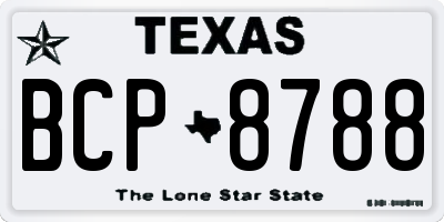 TX license plate BCP8788
