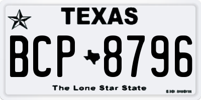 TX license plate BCP8796