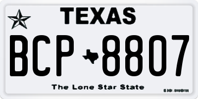 TX license plate BCP8807