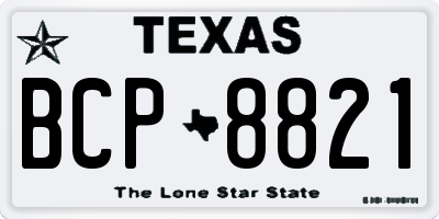 TX license plate BCP8821